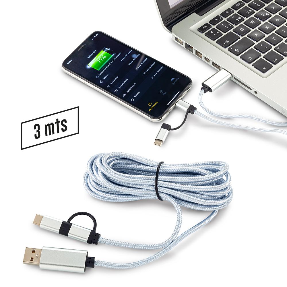 Cable Multicargador 3 Metros - Oferta TE-336